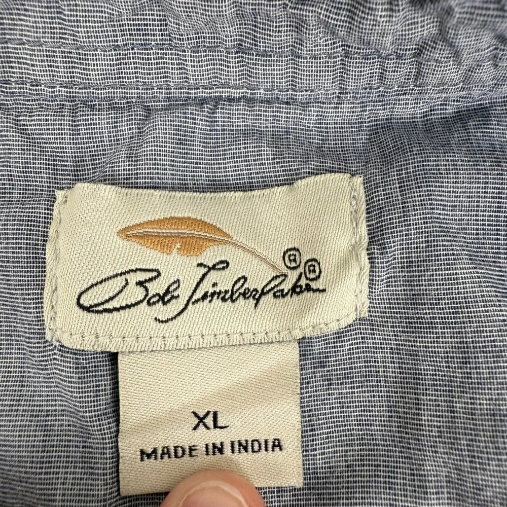 Bob‎ Timberlake Men's XL Blue Gray Stripe Short Sleeve Button Up Shirt